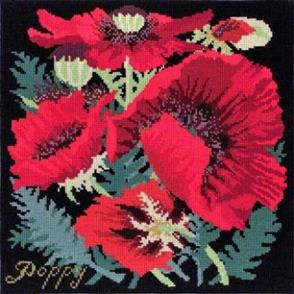 Elizabeth Bradley Tapestry Kit - Red Poppy  (black background)