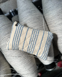 Petite Knit Knitter's Tool Purse - Striped Seersucker