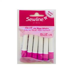 Sewline Fabric Glue Pen Refills - Blue 6/Pk