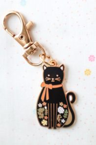 Flamingo Toes Enamel Charm - Black Cat