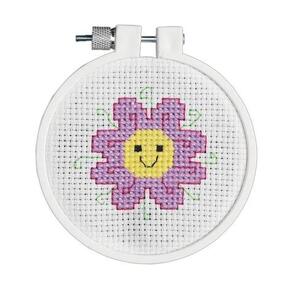 Janlynn  Kid Stitch Mini Counted Cross Stitch Kit 3" Round - Flower Power