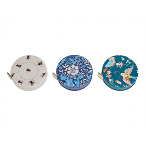 Hobby Gift Tape Measure (assorted) -Bee, Bird or Floral Woodblock