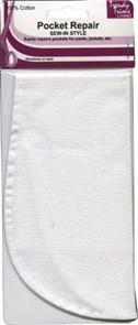 Trendy Trims  : Pocket Repair - Sew in (White)