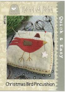 Hatched & Patched Christmas Bird Pincushion - Pattern