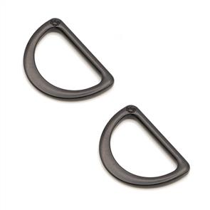 ByAnnie 1" Black - D-RING, Flat, Set of Two