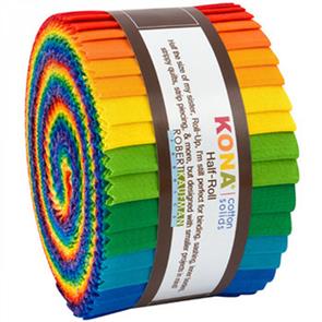 Robert Kaufman Solid Half-Roll - Bright Rainbow Palette 2.5" 24pce