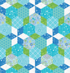 Benartex Contempo Sewing Room 2; Endless Hexagons - Lake