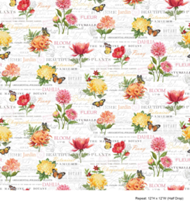 Northcott Morning Blossom - Mid Scale Floral - White