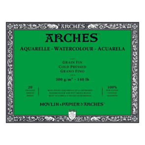 Arches Watercolour Natural White Block, 300gsm Cold Pressed 20 Sheet