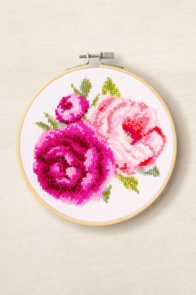 DMC Pink Peonies by Aksinya Nizhnik Intermediate Cross Stitch Kit