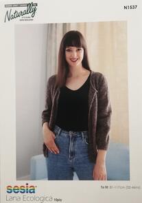 Naturally N1537 Jacket with 3/4 Length Sleeves Knitting Pattern