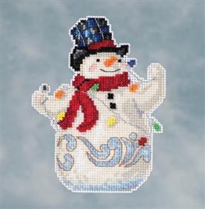 Mill Hill Jim Shore Bead & Cross Stitch Kit: Snowman with Lights