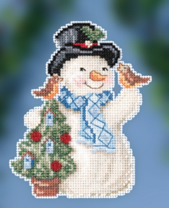 Mill Hill Jim Shore Bead & Cross Stitch Kit - Feathered Friends Snowman