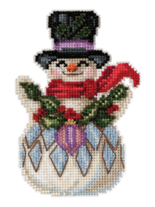 Mill Hill Jim Shore Bead & Cross Stitch Kit - Snowman with Holly