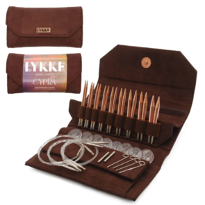 Lykke Cypra Copper Needles3.5" Interchangeable Needles  Brown Vegan Suede -  9 pairs