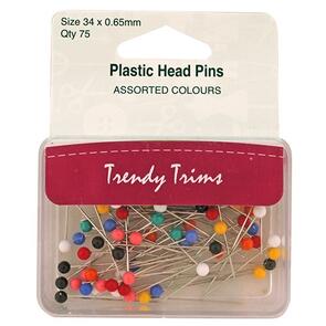 Trendy Trims  Colour Headed Pins (size 34 x 0.65mm) 75/Pkg