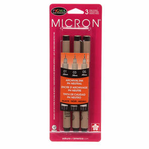 Pigma  Micron Pen Set 3 Sizes Black