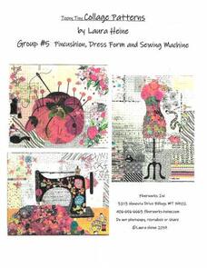 Fiberworks Teeny Tiny Collage Patterns: Group 5 - Pincushion, Dress Form and Sewing Machine