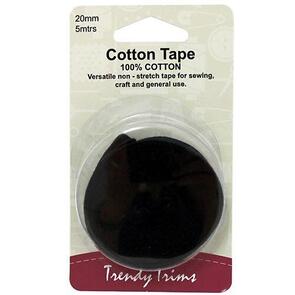 Trendy Trims Cotton Tape Black x 5mtrs