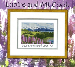 Lyn Manning Counted Cross Stitch Kit - Lupins & Mt Cook