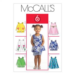 McCalls Pattern 5416 Toddlers' Tops, Dresses and Shorts