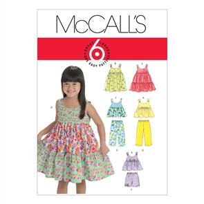 McCalls Pattern 6017 Toddlers'/Children's Tops, Dresses, Shorts And Pants