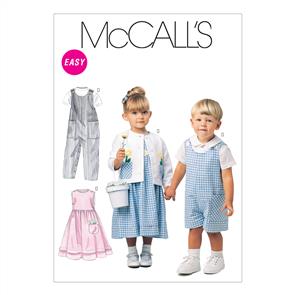McCalls Pattern 6304 Toddlers' Rompers In 2 Lengths, Dress, Jacket and Shirt