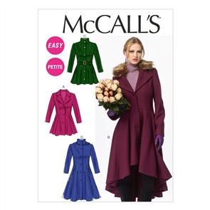 McCalls Pattern 6800 Petite Lined Coats, belt and Detachable Collar & Hood