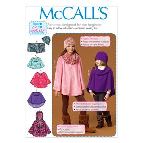 McCalls Pattern 7012 Children's/Girls' Ponchos, Hat and Scarf