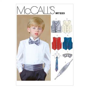 McCalls Pattern 7223 Boys' Lined Vests, Cummerbund, Tie, Necktie