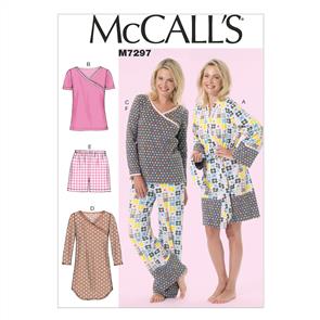 McCalls Pattern 7297 Misses'/Women's Robe, belt, Tops, Dress, Shorts and Pants