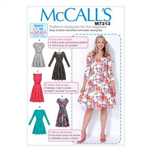 McCalls Pattern 7313 Misses'/Women's Flared Dresses