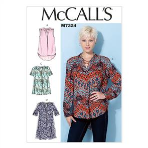 McCalls Pattern 7324 Misses' Half Placket Tops and Tunic