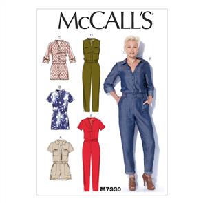 McCalls Pattern 7330 Misses' button-Up Rompers and Jumpsuits
