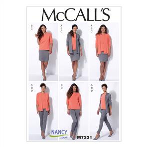 McCalls Pattern 7331 Misses' Cardigan, T-Shirt, Pencil Skirt and Leggings