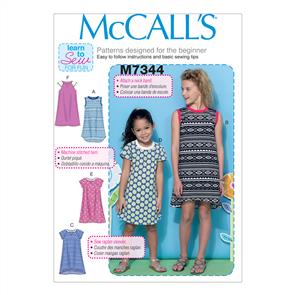 McCalls Pattern 7344 Children's/Girls' Raglan Sleeve Knit Dresses