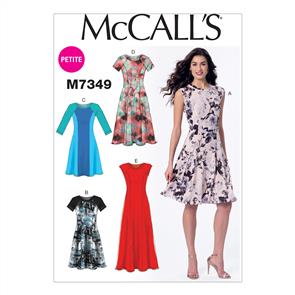 McCalls Pattern 7349 Petite Sleeveless or Raglan Sleeve, Fit and Flare Dresses