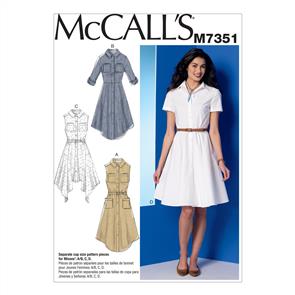 McCalls Pattern 7351 Misses' Shirtdresses with Pockets and belt