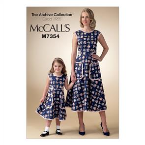McCalls Pattern 7354 Misses'/Children's/Girls' Matching back-Wrap Dresses