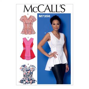 McCalls Pattern 7356 Misses' V-Neck Fit and Flare Tops
