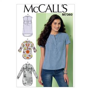 McCalls Pattern 7360 Misses' Henley Tops