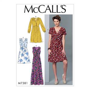 McCalls Pattern 7381 Misses' Pleated Dresses with Optional Front-Tie