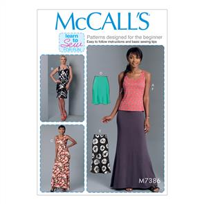 McCalls Pattern 7386 Misses' Knit Tank Top, Dresses and Skirts