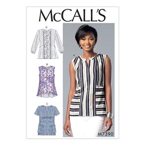 McCalls Pattern 7390 Misses' Split-Neck, Seam-Detail Tops