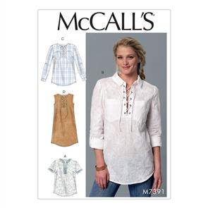 McCalls Pattern 7391 Misses' Laced or Split-Neck Tops and Dress