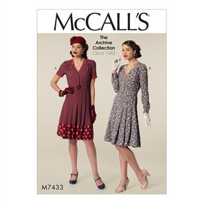 McCalls Pattern 7433 Misses' Inverted Notch-Collar Shirtdresses and belt