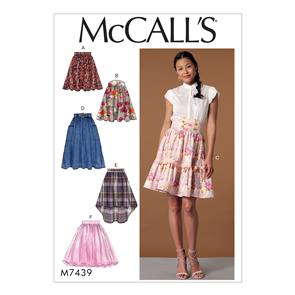 McCalls Pattern 7439 Misses' Gathered and Flared Skirts with belt