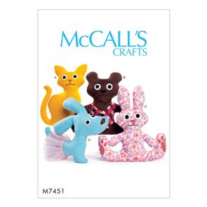 McCalls Pattern 7451 Cat, bear, Rabbit and Dog Stuffed Animals