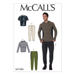 McCalls Pattsrn 7486 Men's Raglan Sleeve Tops and Drawstring Pants