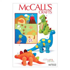 McCalls Pattern 7553 Dinosaur Plush Toys and Appliqu&eacute;d Quilt